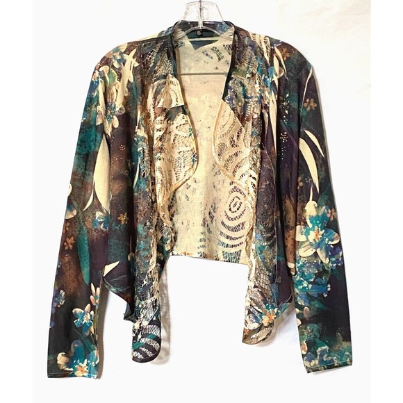 B.L.E.U. Petite Shrug Sweater Women S Petite Multicolor Tie Dye Embellished Flaw - Picture 1 of 15